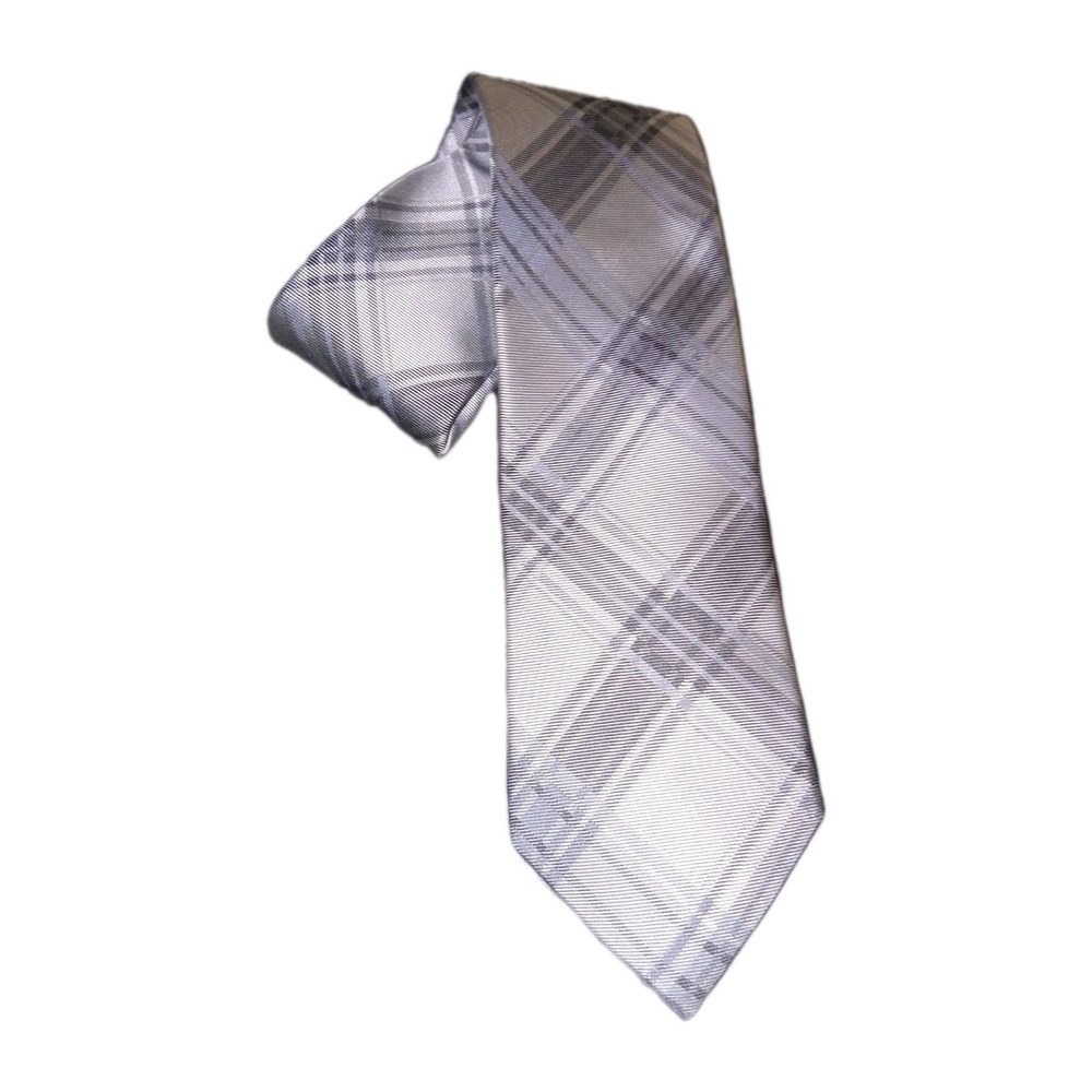Calvin Klein Silk Men's Slim Plaid Tie Grey‎ Necktie